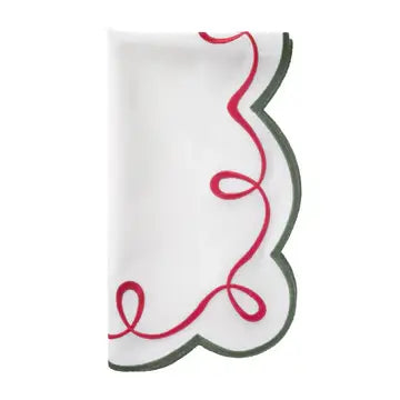 Bodrum Ribbon Twirl Napkins Set of 4 | 21in Red Green