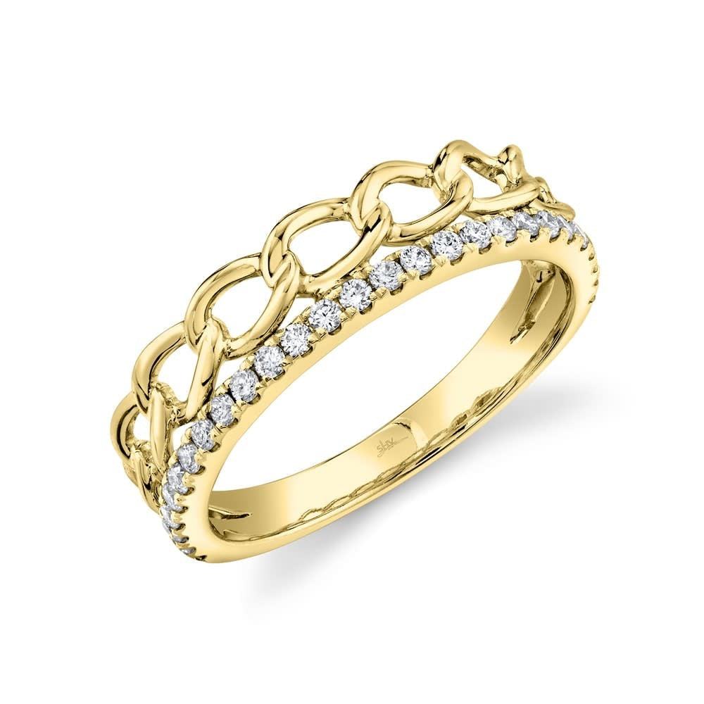 0.28Ct 14K YG Diamond & Chain Link Ring