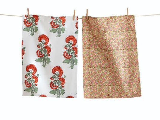 Floral Block Print Dish Towel | 26in x 18in