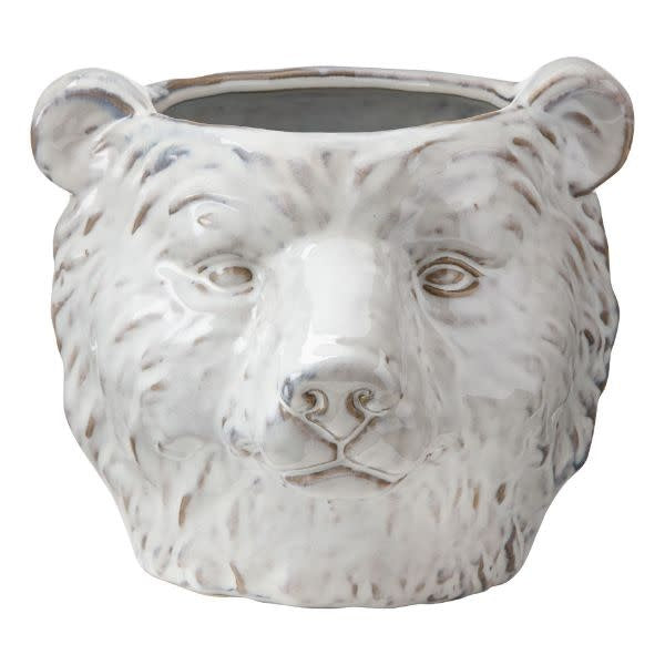 Stoneware Bear Planter | 7.25in x 9in