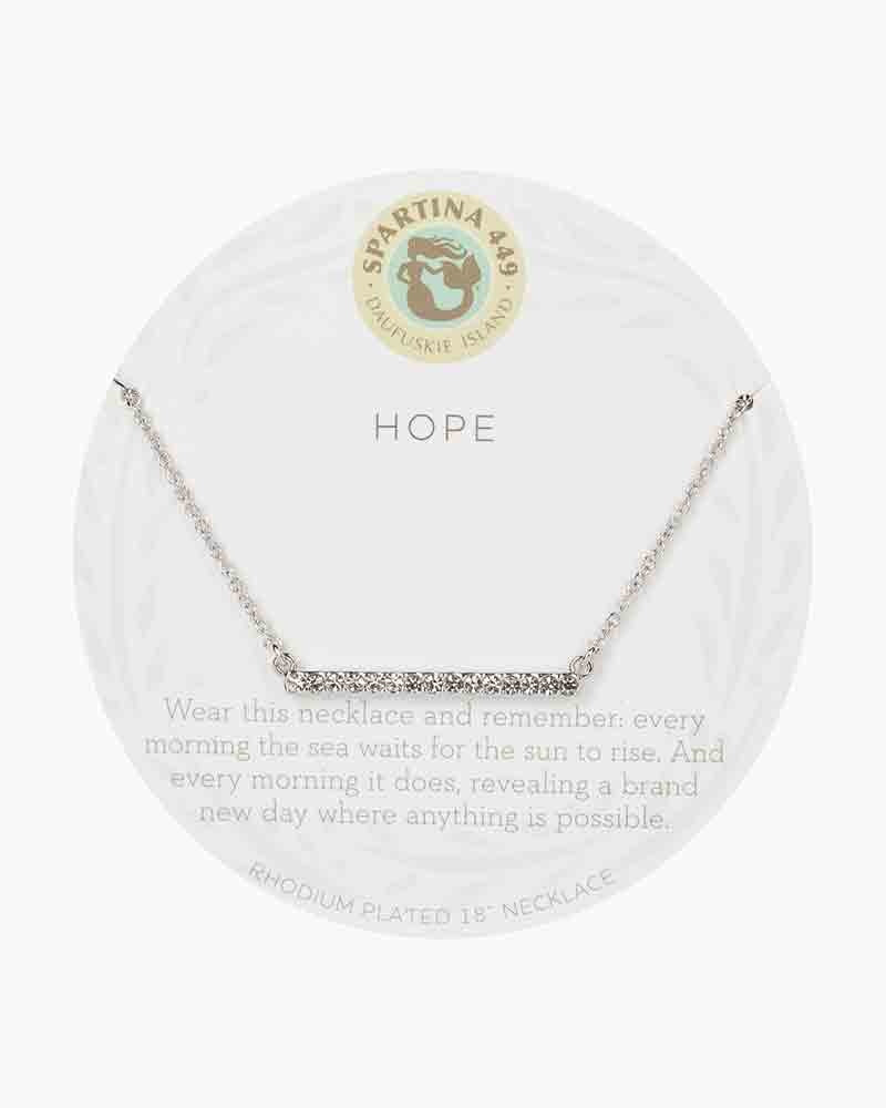 Hope Bar Silver Rhodium Plate Necklace, 18-21"