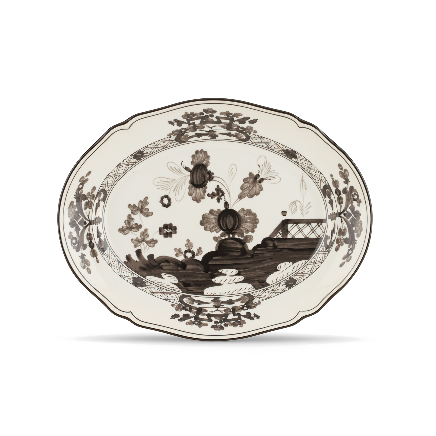 Ginori 1735 Oriente Italiano Albus Oval Flat Platter | 13.5in