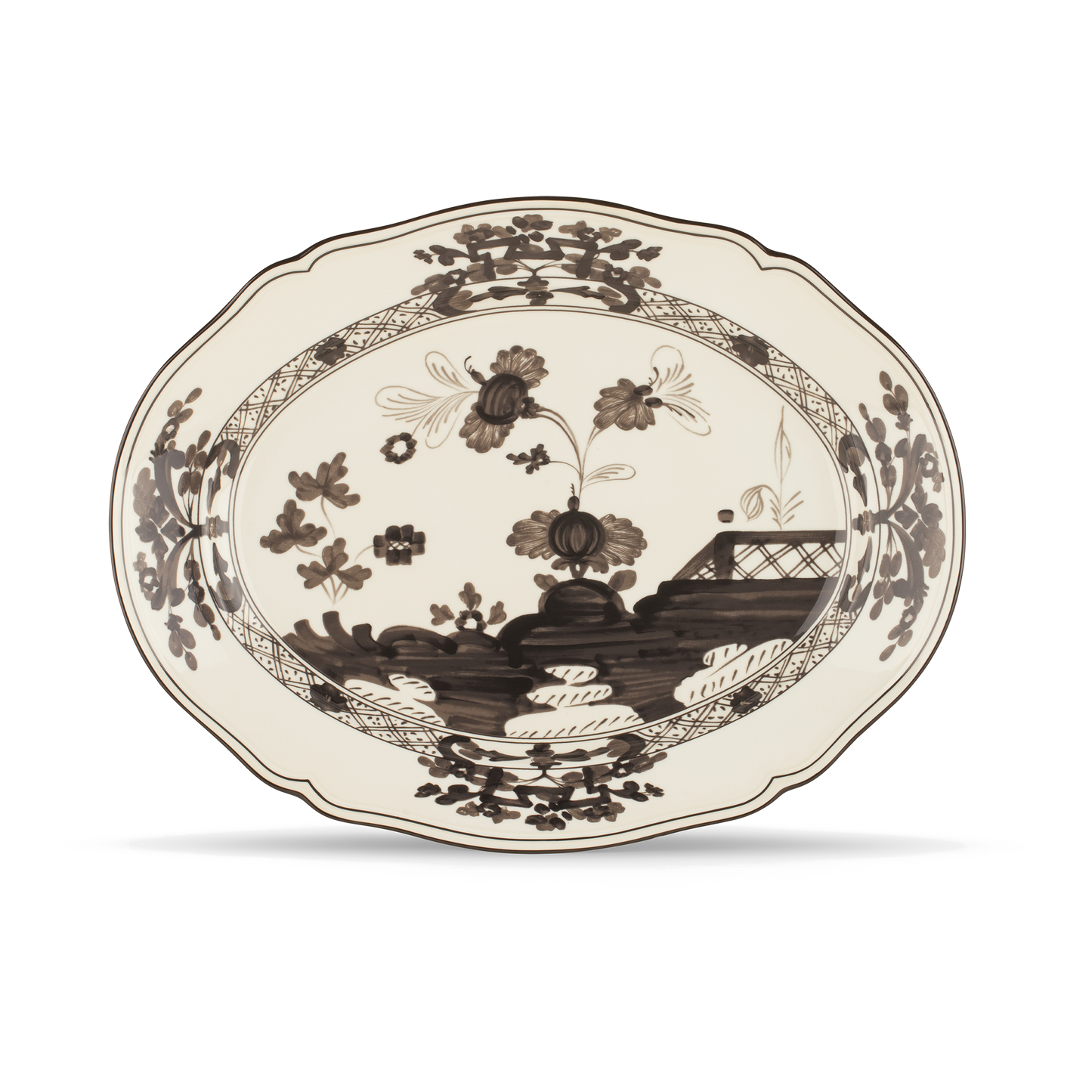 Ginori 1735 Oriente Italiano Albus Oval Flat Platter | 15in