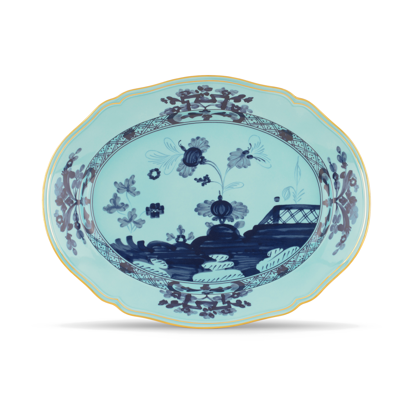 Ginori 1735 Oriente Italiano Iris Large Flat Oval Platter | 15in