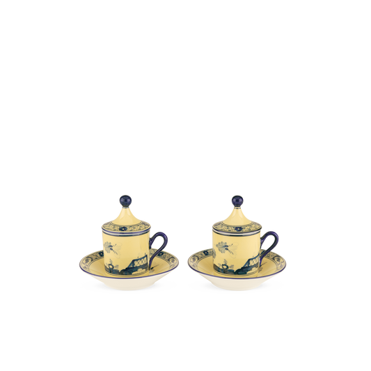Ginori 1735 Oriente Italiano Citrino Coffee Cup with Plate + Cover