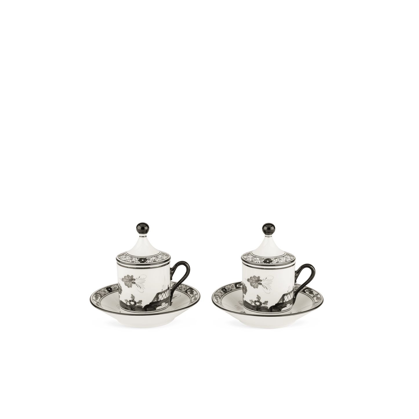Ginori 1735 Oriente Italiano Albus Coffee Cup with Plate + Cover