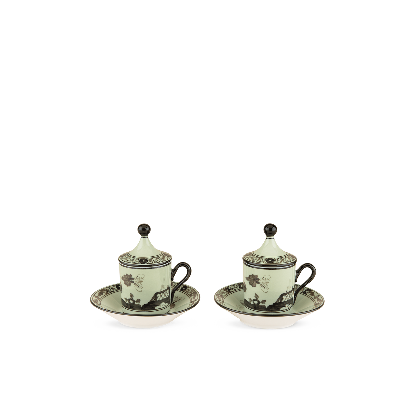 Ginori 1735 Oriente Italiano Bario Coffee Cup with Plate + Cover