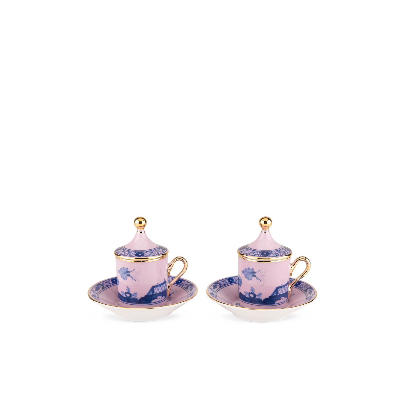 Ginori 1735 Oriente Italiano Azalea Coffee Cup with Plate + Cover