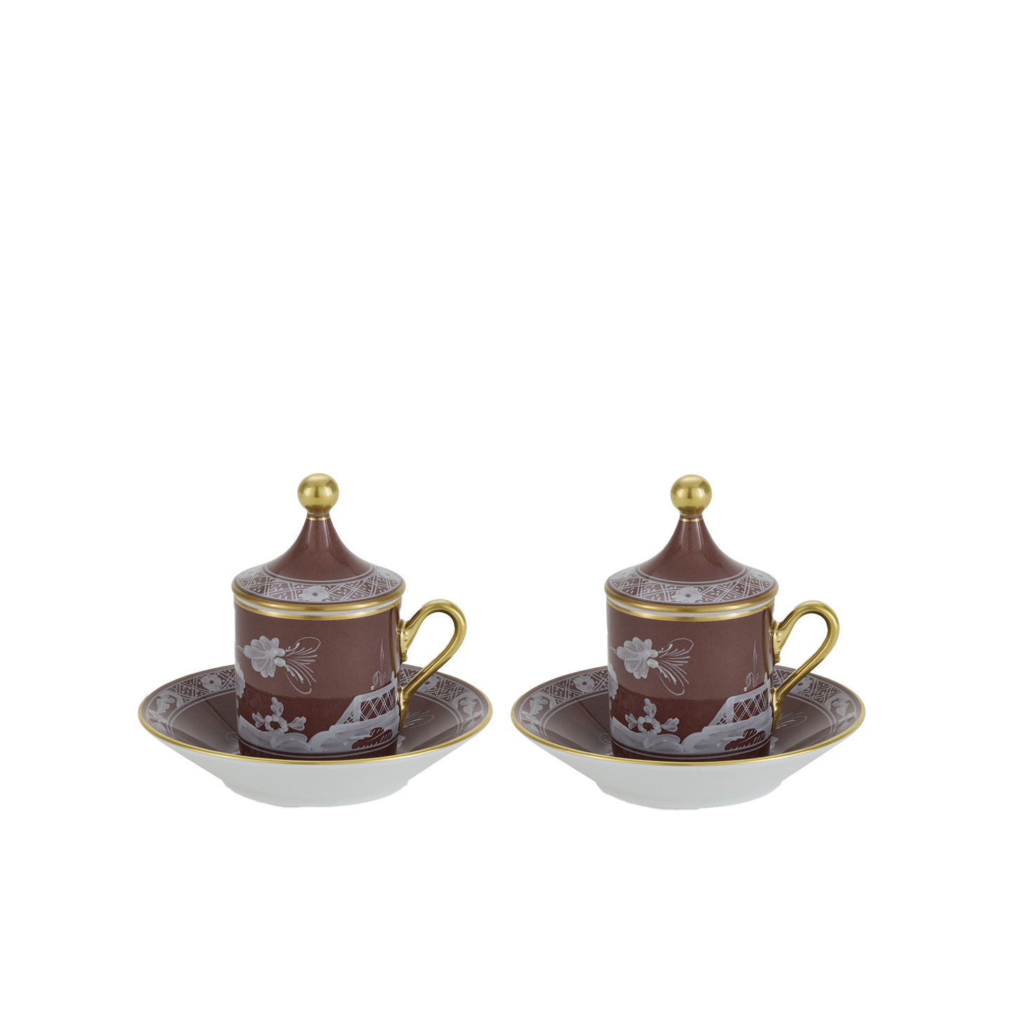 Ginori 1735 Oriente Italiano Castagna Tête À Tête Coffee Set