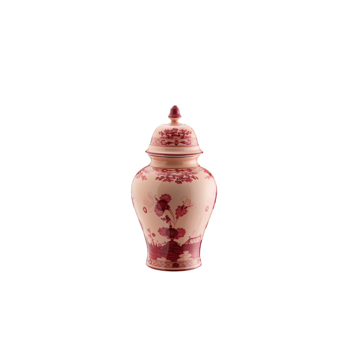 Ginori 1735 Oriente Italiano Vermiglio Potiche Vase with Cover | 12.2in
