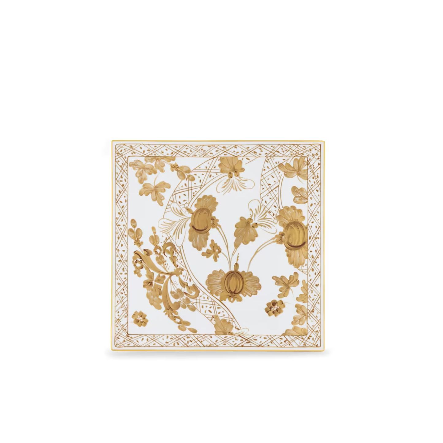 Ginori 1735 Oriente Italiano Square Porcelain Placemats Tray Set of 2 | 11.8in Aurum