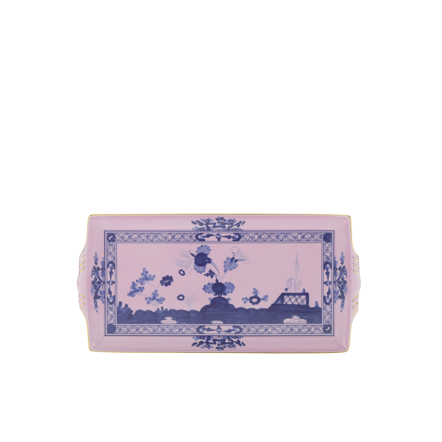 Ginori 1735 Oriente Italiano Azalea Rectangular Tray with Handles | 13.2x7in
