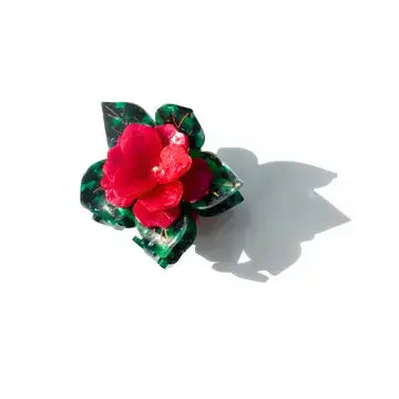 Hand Painted Claw Clip | Mini Red Flower