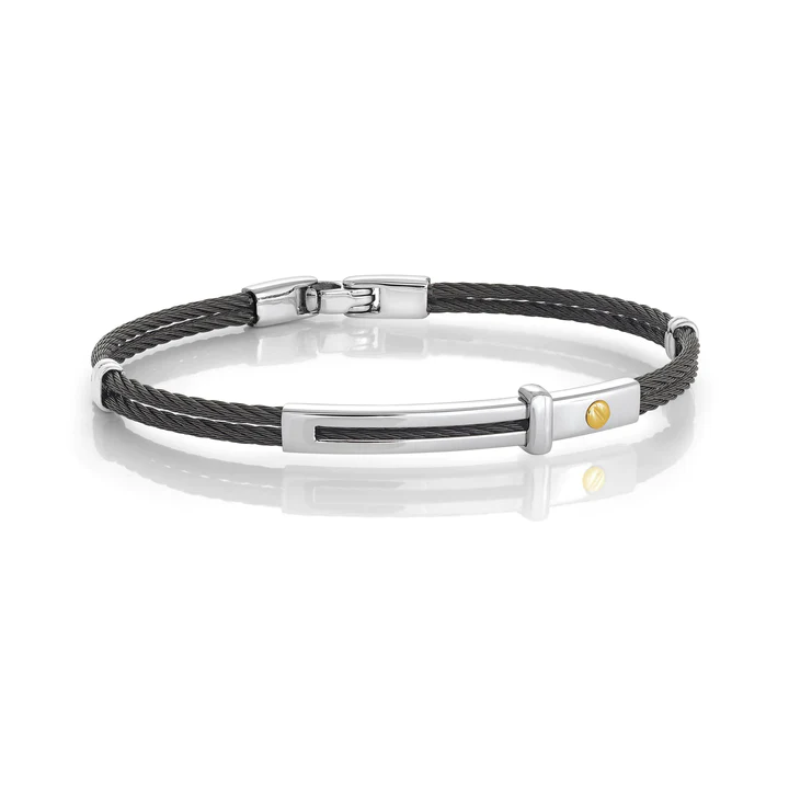 Steel Black 18K Gold Accent ID 8.27'' Bracelet