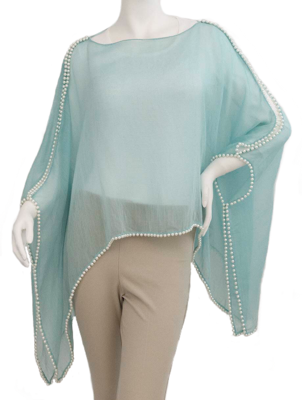 Breezy Wool + Silk Scarf With Pearls | Ice