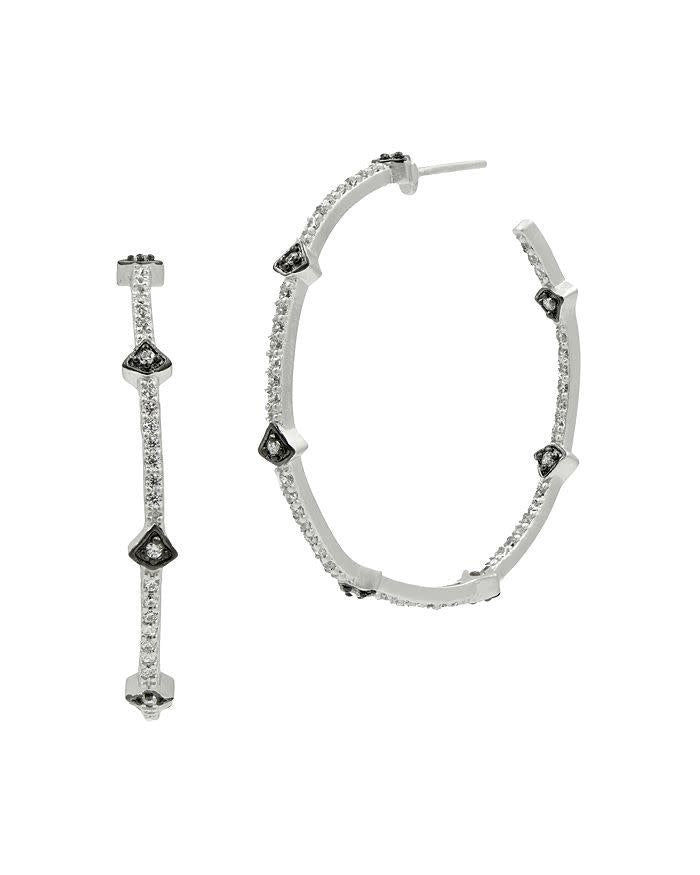 Signature Arrow Station Hoop Earrings Silver
