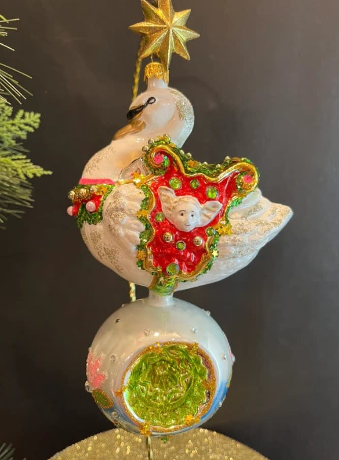 Christmas Swan Ornament | 7in
