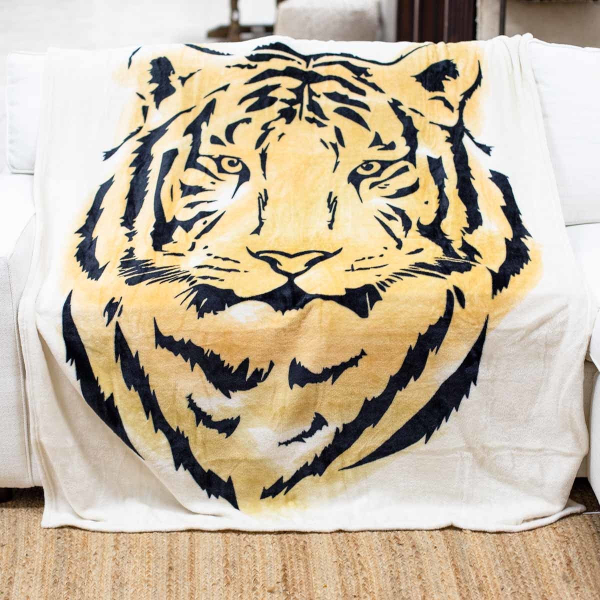 Tiger Throw Blanket | Orange + Black 50x60in