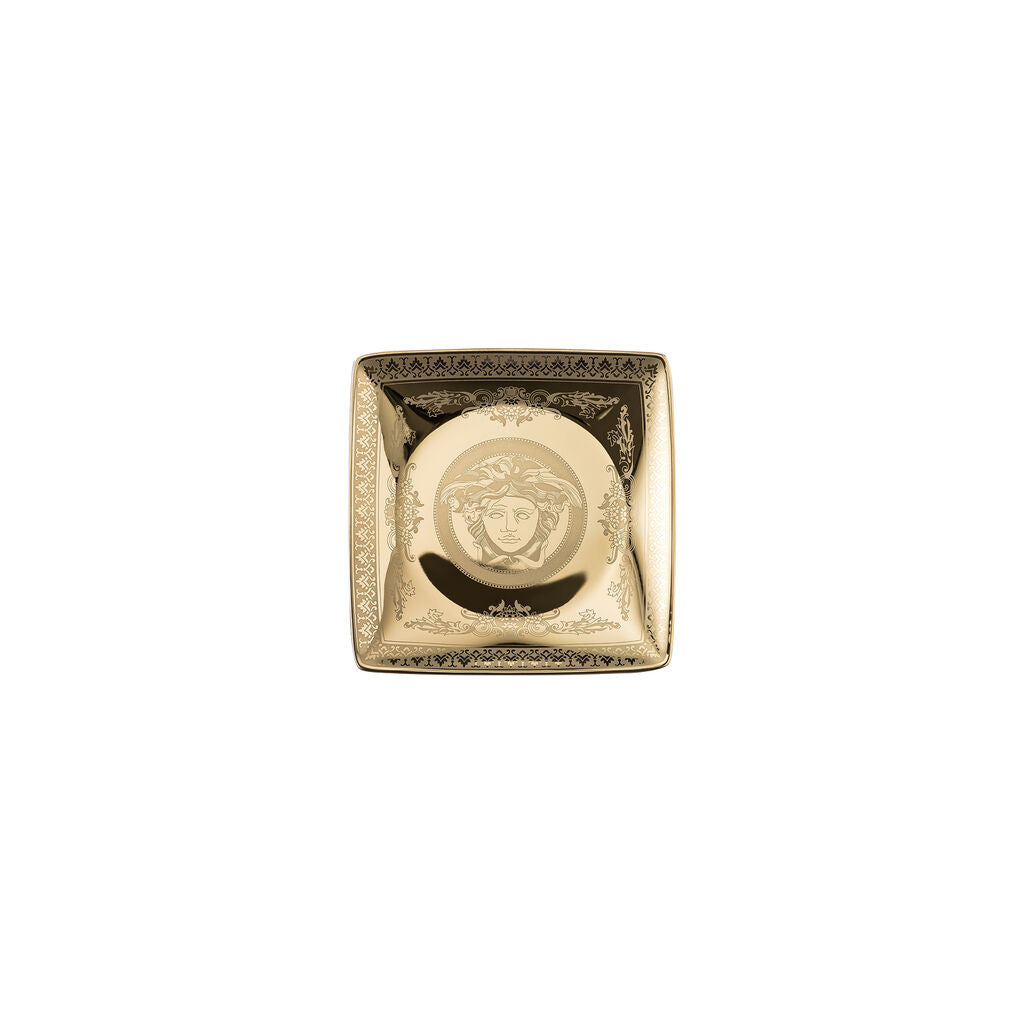 Versace Golden Medusa Square Plate | 4.5in
