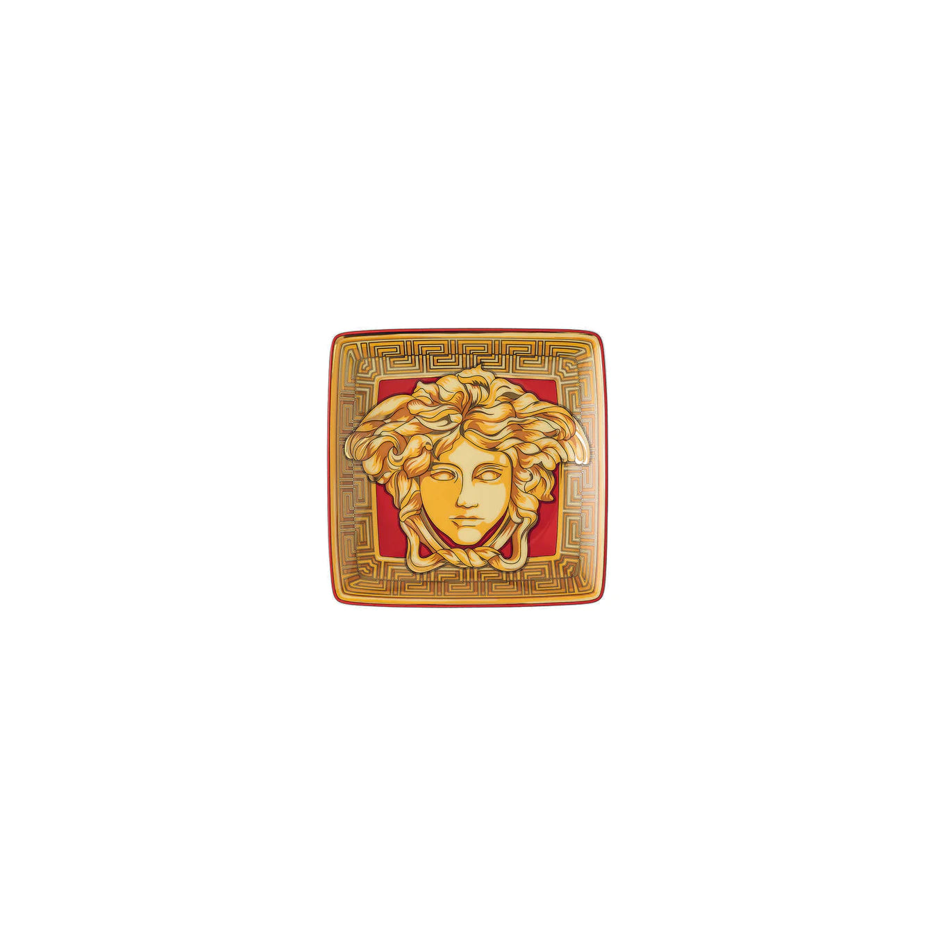 Versace Medusa Amplifed Golden Coin Red Square Canape Dish | 4.75in