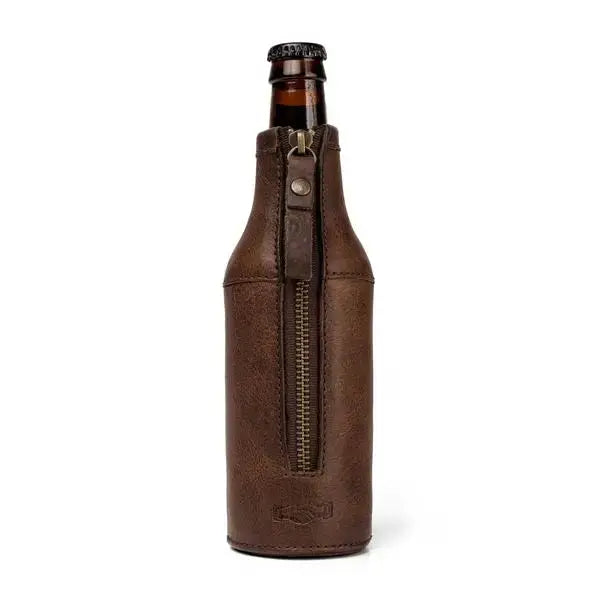 Campaign Leather Bottle Koozie | Smoke
