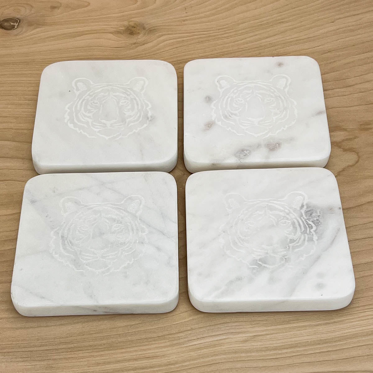 Tiger Etched Marble Coaster | 4in
