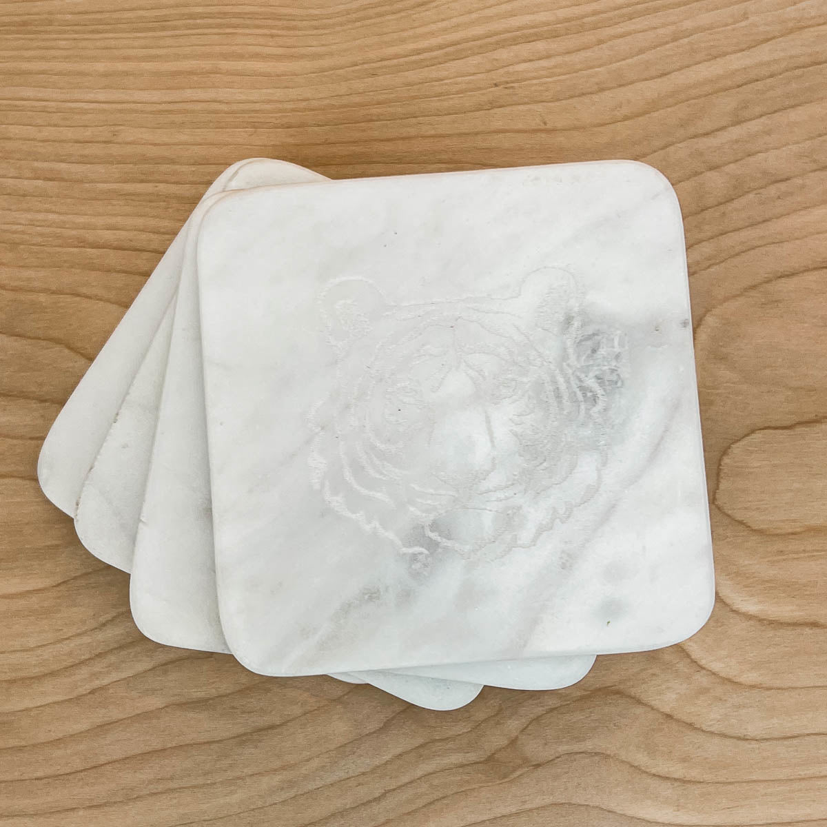 Tiger Etched Marble Coaster | 4in