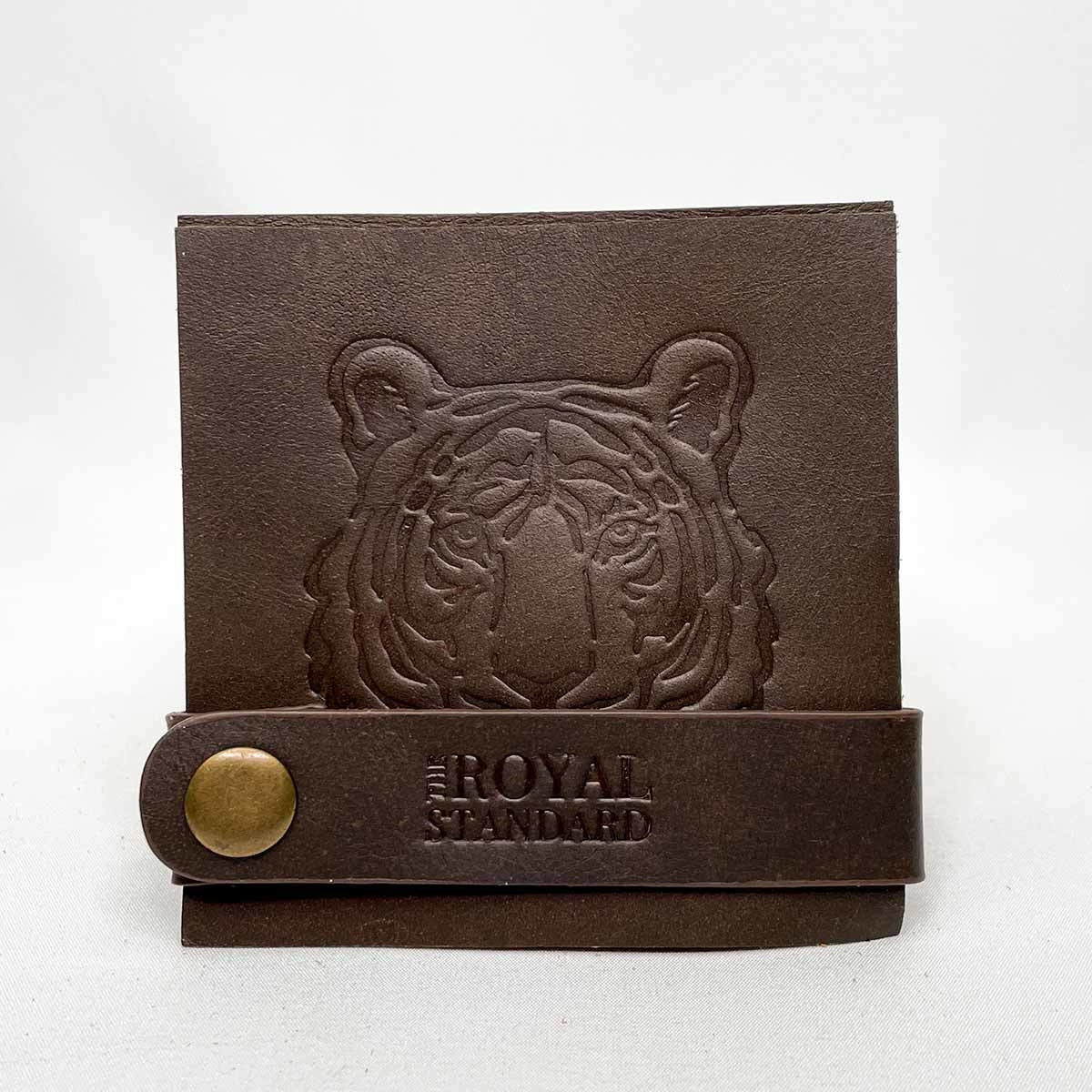 Tiger Leather Embossed Coasters | Brown 4in S/4