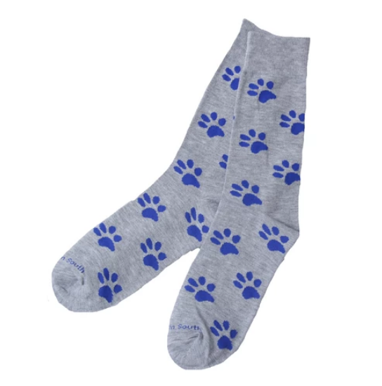 Grey + Blue Tiger Paw Socks