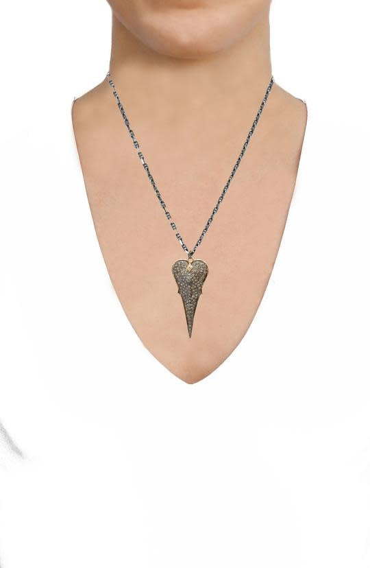 Pave Heart Shield Necklace