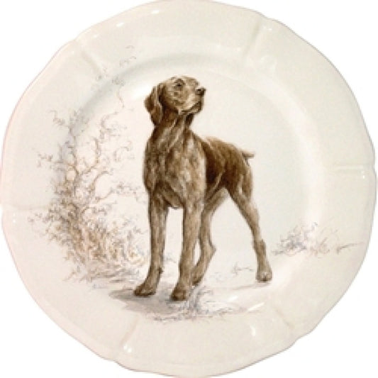 Gien Sologne Game Dogs Dessert Plate | 9.25in Braque