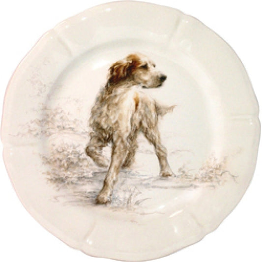 Gien Sologne Game Dogs Dessert Plate | 9.25in Setter Anglais