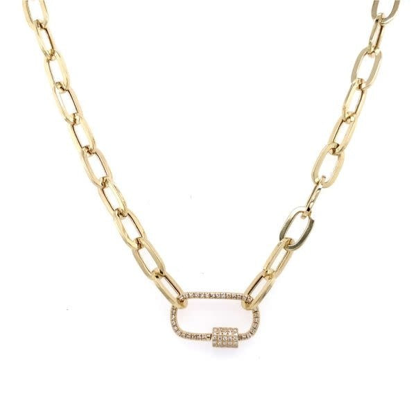 0.23Ct 14K YG Diamond Carabiner Paper Clip Link Necklace