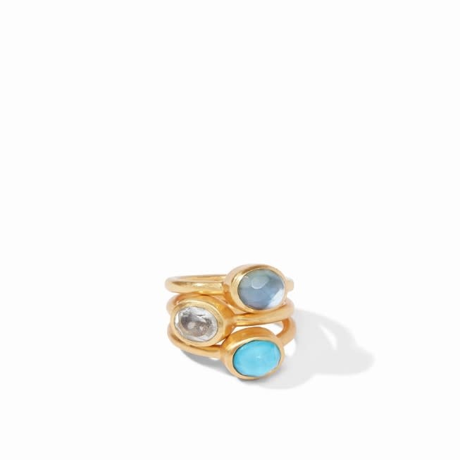 Jewel Stack Ring Gold Iridescent Bahamian Blue Size 7