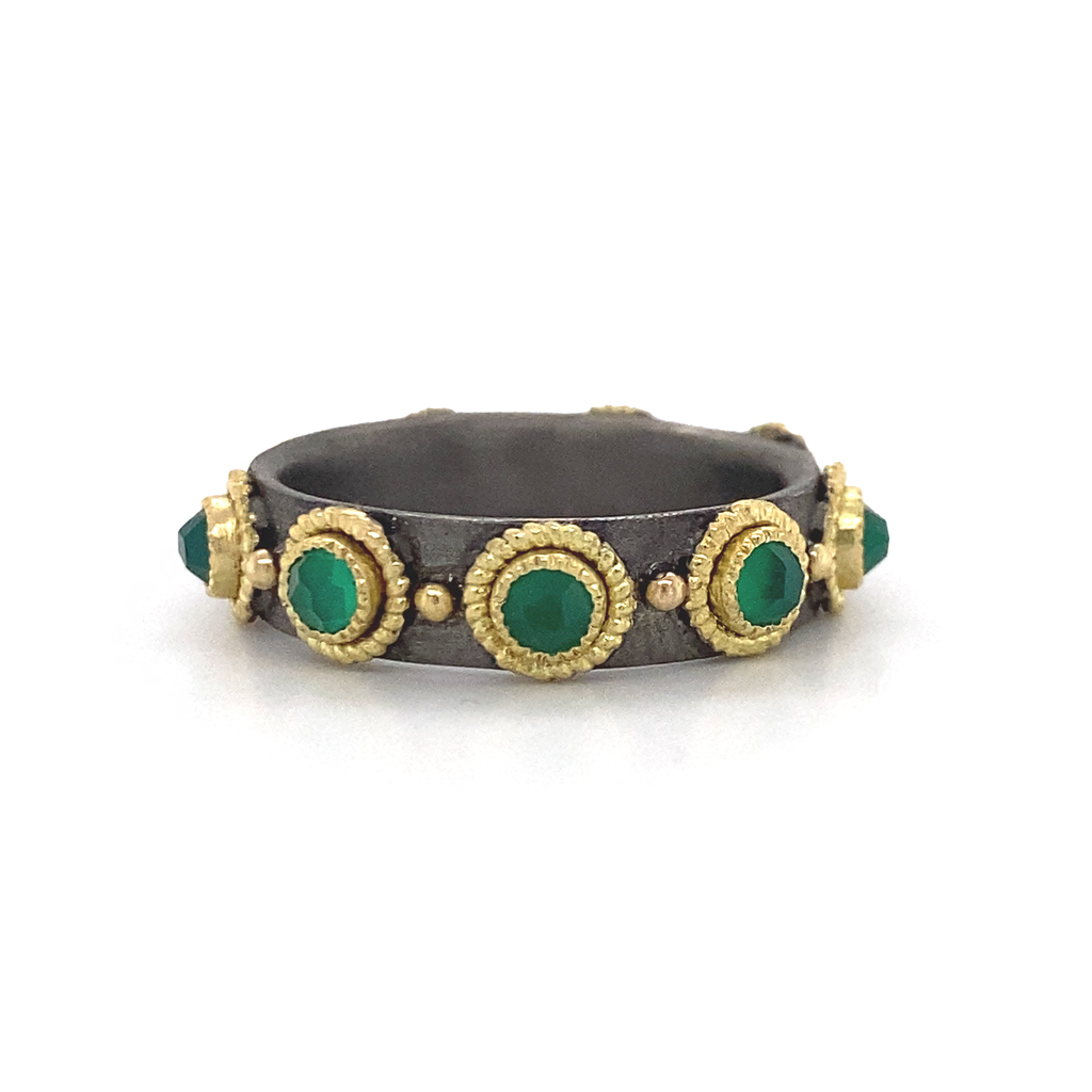 Green Onyx Stack Band Ring
