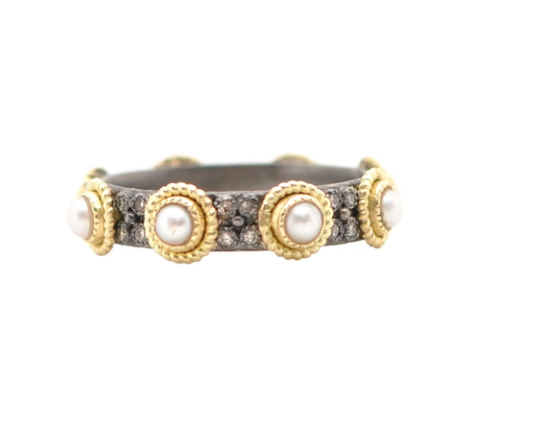 Pearl & CHP Dia Stack Ring 7