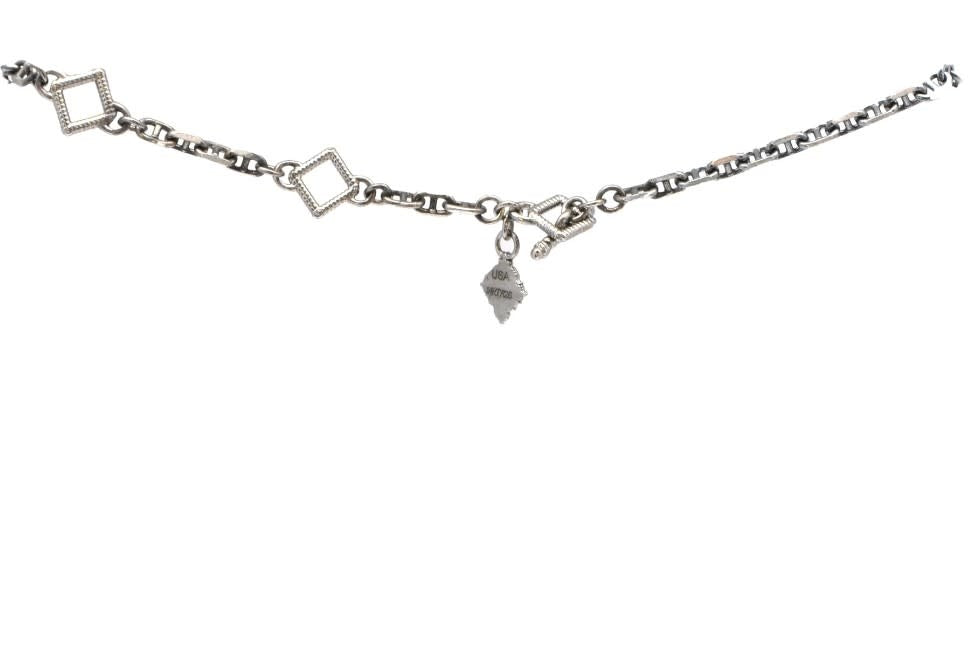 Pave Heart Necklace BLK Sapp 14K RG