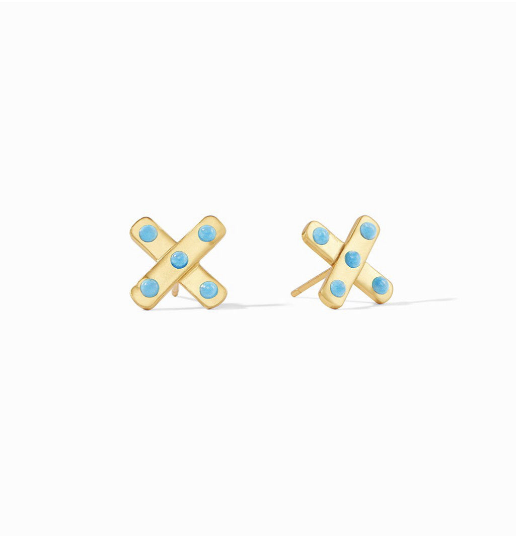Paris X Stud Earrings in Pacific Blue