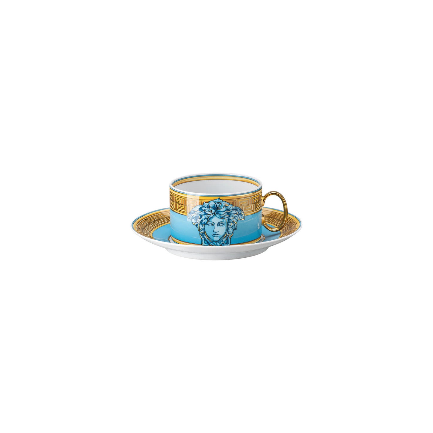 Versace Medusa Amplified Blue Coin Tea Cup + Saucer Set | 6.75oz