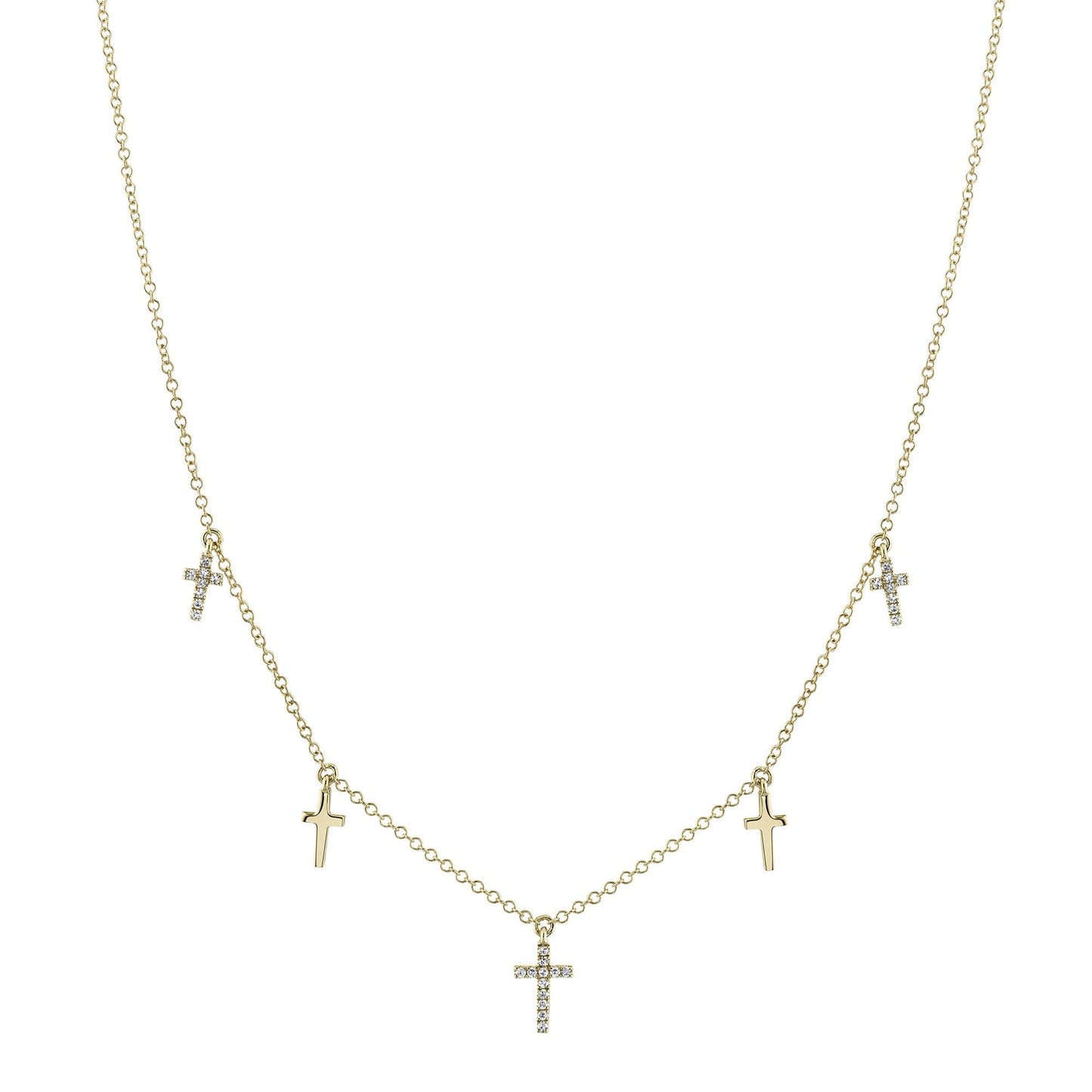 0.09Ct 14K YG Diamond Cross Necklace