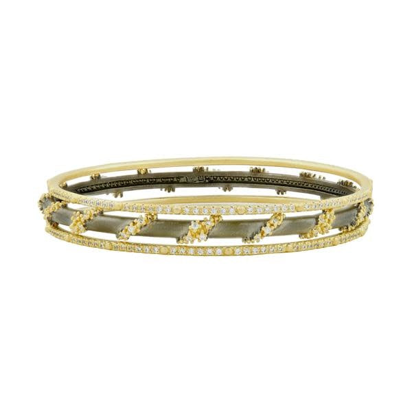 Midnight Pave Roped 3 Stack Bangles