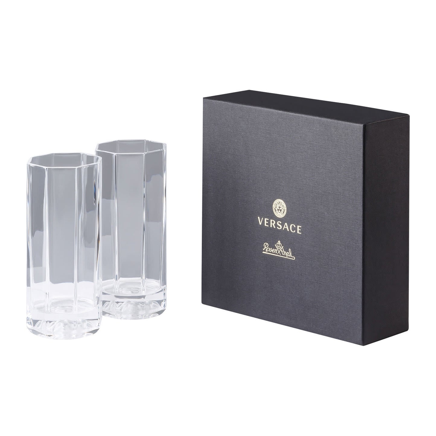 Versace Medusa Lumiere Longdrink Glass Set of Two | 8oz