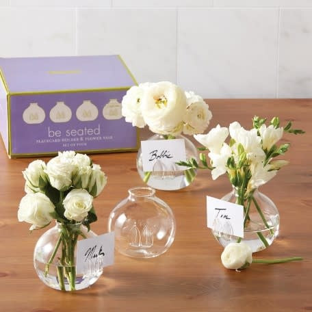 Glass Menu Place Card Holder Vase Set of 4 | 3in