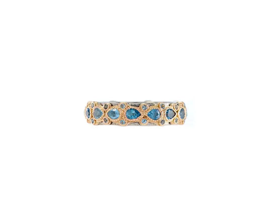 Lacy Eternity London Blue Topaz and Moss Aquamarine Ring | S6.5