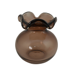 Glass Tulip Ruffle Vase | 5in Amber Brown
