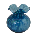 Glass Tulip Ruffle Vase | 5in Aqua