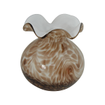 Glass Tulip Ruffle Vase | 5in Brown + White