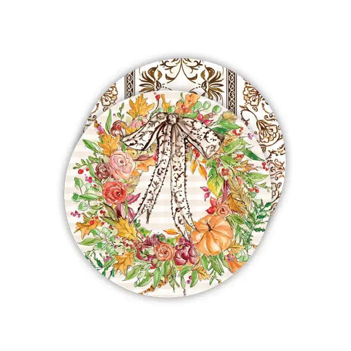 Round Coasters Autumn Wreath Bow | Set of 20