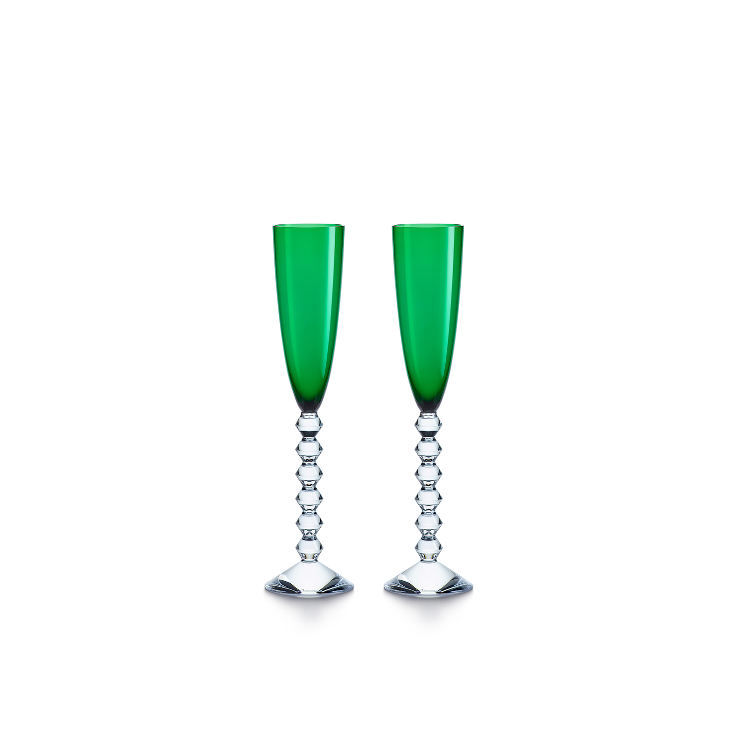 Baccarat Vega Flutissimo Green Flutes Set of 2 | 6.1oz