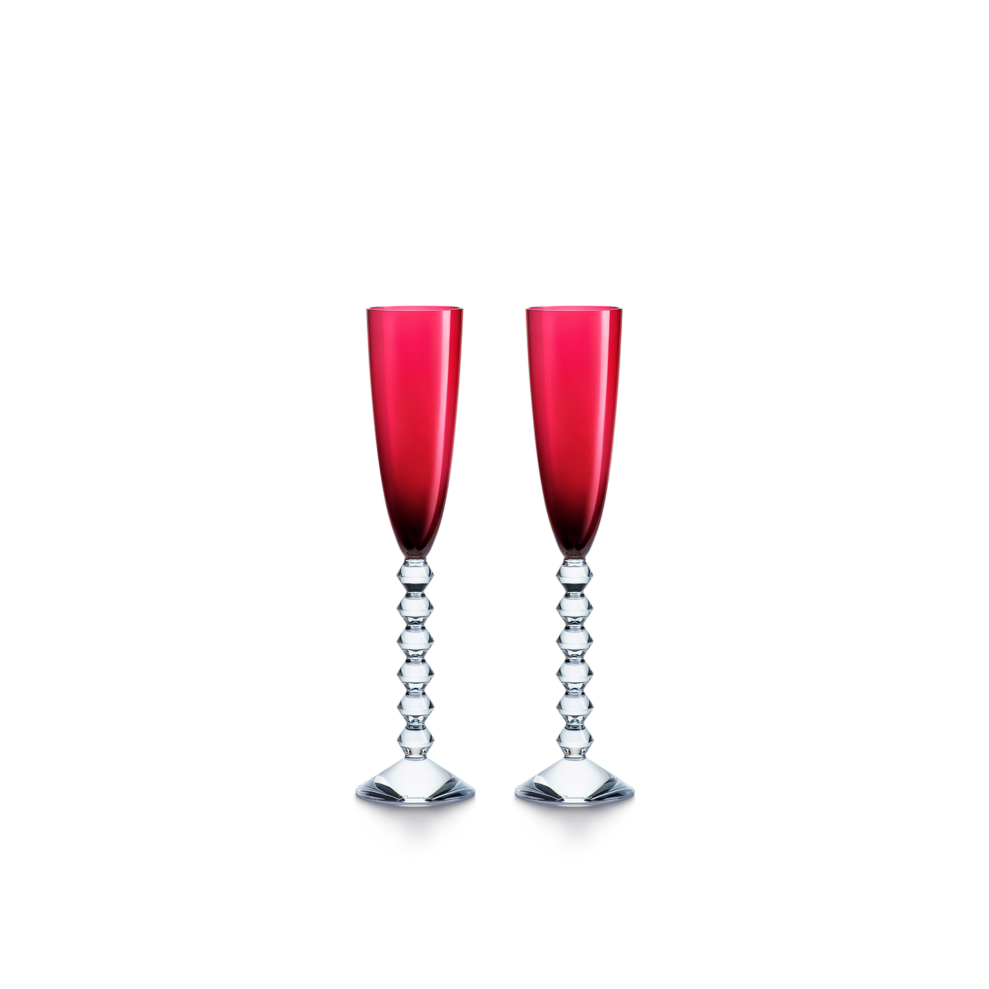 Baccarat Crystal Vega Flutissimo Red Champagne + Cocktail Flute Set of 2 | 11.3in + 6.09oz